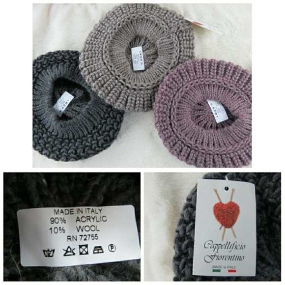 Chunky Knit Made in Italy Wool Beret Warm Hat Gift Idea Blogger Fave NEW main image 4